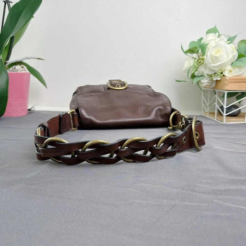 Coach Bleeker Tattersall Laced Strap Whiskey Leather Bag 11446